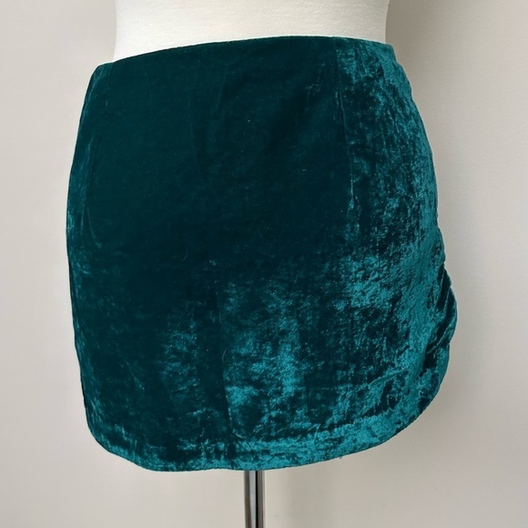 Free People annalise super mini skirt in deep teal NWT - Picture 2 of 5
